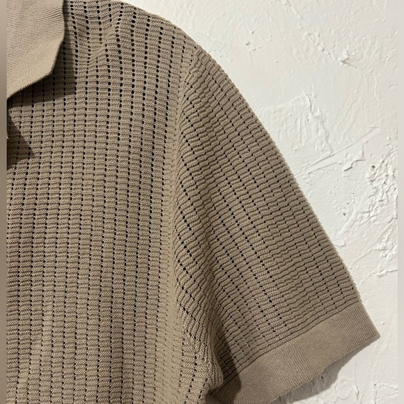 DKNY Men’s Cafe Colored Grid Knit Sweater Camp Button-up Shirt Sz Medium NWT - Picture 5 of 9